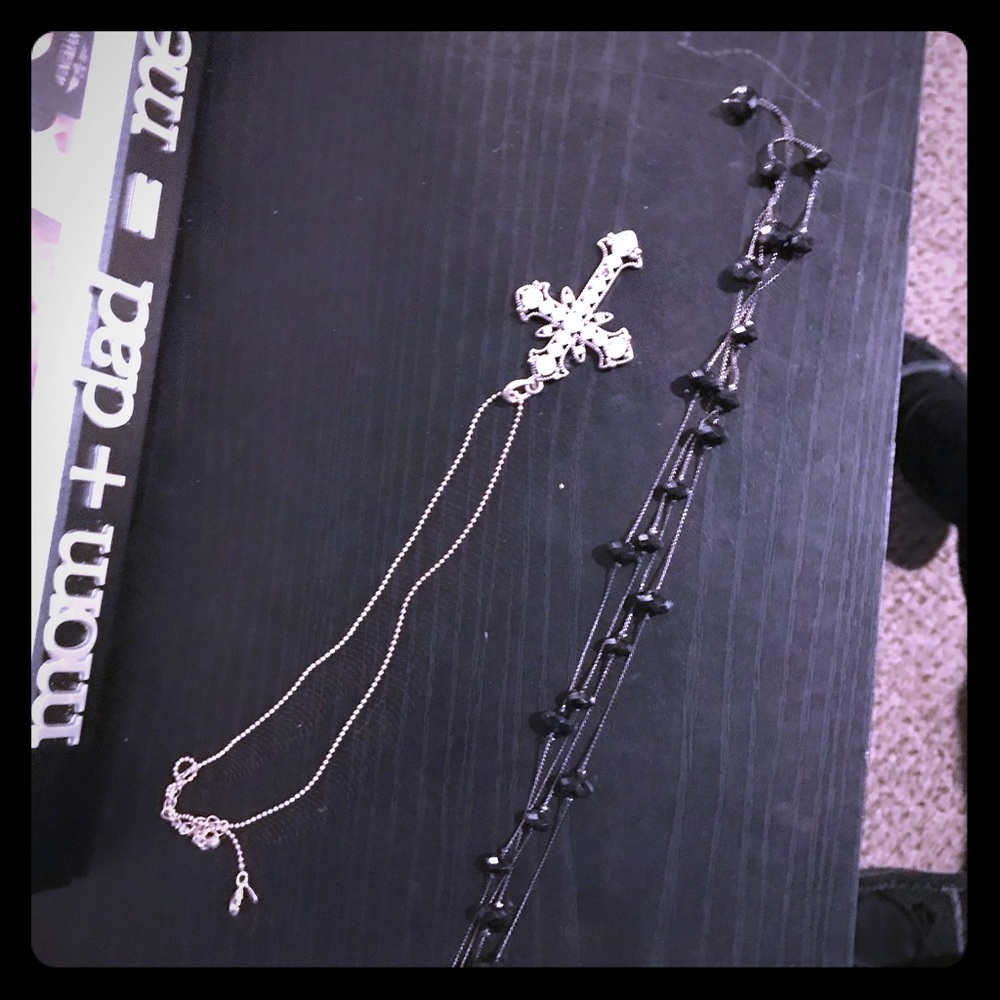Rhinestone cross necklace and a Maurice’s